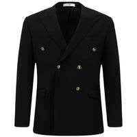 Siyah Slim Fit Dar Kesim Desenli Kruvaze Ceket