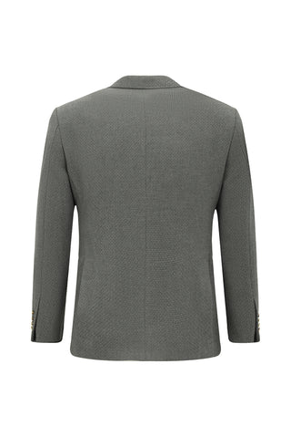 Orta Füme 7 Drop Slim Fit Dar Kesim Desenli Kruvaze Ceket