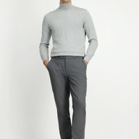 Orta Gri Slim Fit Dar Kesim Beli Lastikli Pamuklu Kanvas / Chino Pantolon