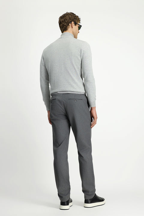 Orta Gri Slim Fit Dar Kesim Beli Lastikli Pamuklu Kanvas / Chino Pantolon