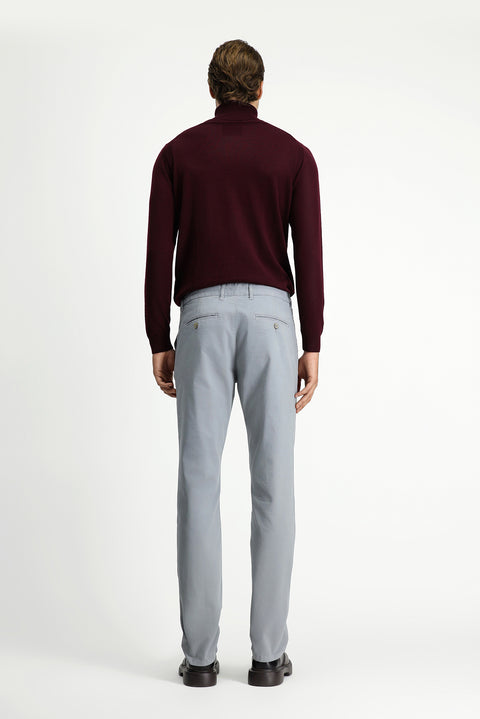 Orta Gri Slim Fit Dar Kesim Likralı Kanvas / Chino Pantolon