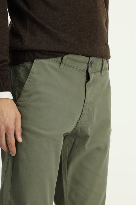 Orta Haki Slim Fit Dar Kesim Likralı Kanvas / Chino Pantolon