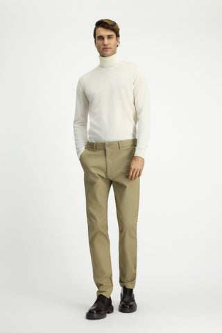Açık Vizon Slim Fit Dar Kesim Likralı Desenli Kanvas / Chino Pantolon