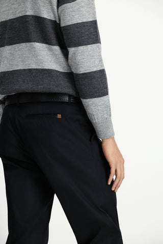 Siyah Relaxed Fit Rahat Kesim Likralı Kanvas / Chino Pantolon