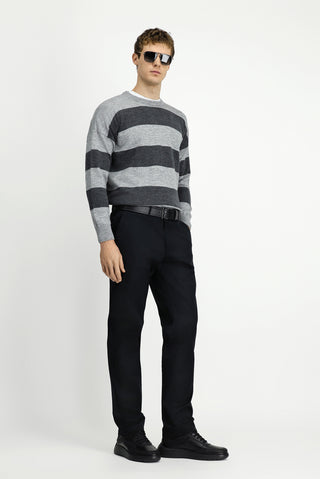 Siyah Relaxed Fit Rahat Kesim Likralı Kanvas / Chino Pantolon