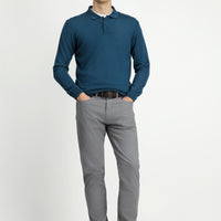 Orta Gri 7 Drop Slim Fit Dar Kesim Likralı Kanvas / Chino Pantolon