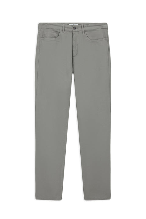 Orta Gri 7 Drop Slim Fit Dar Kesim Likralı Kanvas / Chino Pantolon