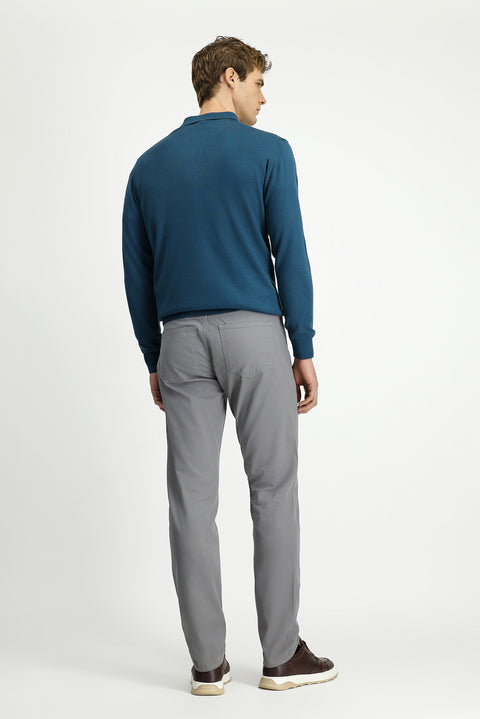 Orta Gri 7 Drop Slim Fit Dar Kesim Likralı Kanvas / Chino Pantolon