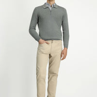 Açık Vizon 7 Drop Slim Fit Dar Kesim Likralı Kanvas / Chino Pantolon