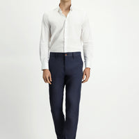 Koyu Lacivert Regular Fit Likralı Kanvas / Chino Pantolon