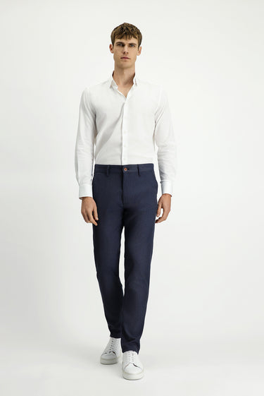 Koyu Lacivert Regular Fit Likralı Kanvas / Chino Pantolon