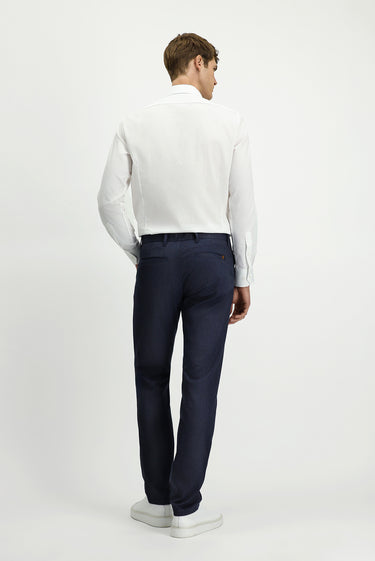 Koyu Lacivert Regular Fit Likralı Kanvas / Chino Pantolon