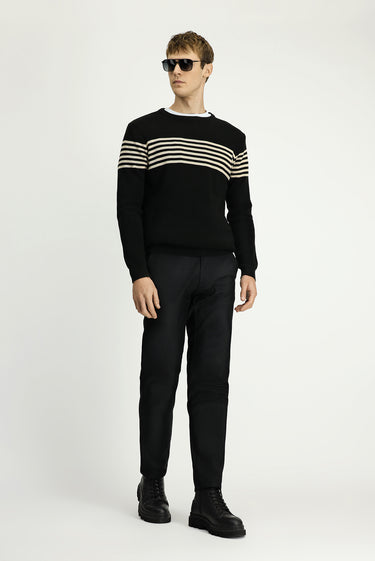 Siyah Regular Fit Likralı Kanvas / Chino Pantolon