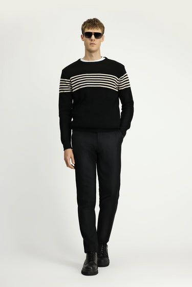 Siyah Regular Fit Likralı Kanvas / Chino Pantolon