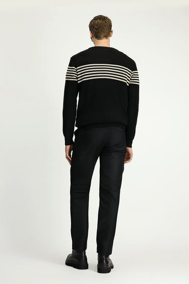 Siyah Regular Fit Likralı Kanvas / Chino Pantolon