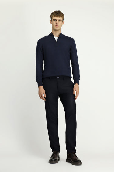 Orta Lacivert Regular Fit Likralı Kanvas / Chino Pantolon