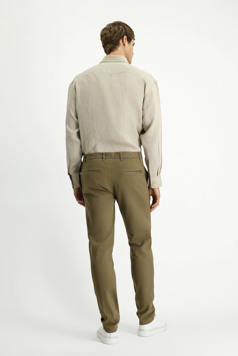 Light Beige Slim Fit Skinny Stretch Canvas / Chino Trousers