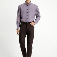 Dark Brown Relaxed Fit Stretch Canvas / Chino Trousers