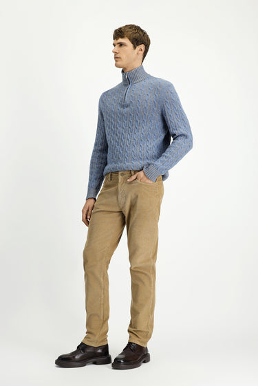 Açık Bej Regular Fit Likralı Kadife Pantolon