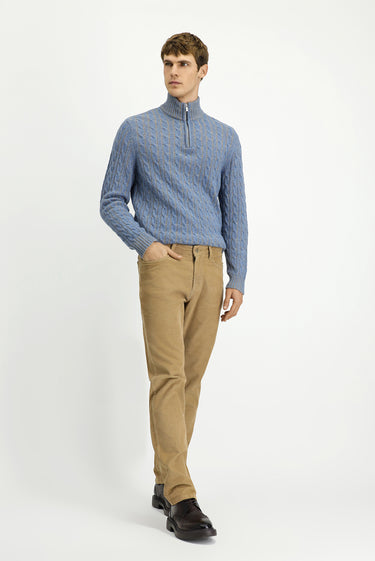 Açık Bej Regular Fit Likralı Kadife Pantolon