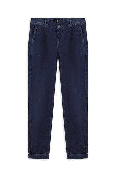 Koyu Mavi  Tapered Fit Likralı Kadife Pantolon
