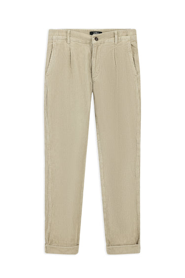Açık Vizon Tapered Fit Likralı Kadife Pantolon