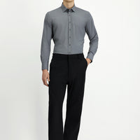 Black Straight Relaxed Fit Lycra Canvas/Chino Pants