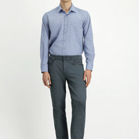 Medium Grey Regular Fit Standard Cut Lycra Canvas / Chino Trousers