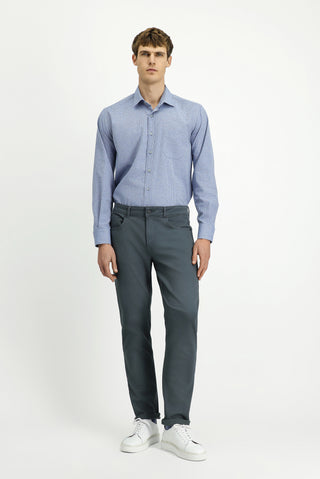 Orta Gri Regular Fit Standart Kesim Likralı Kanvas / Chino Pantolon