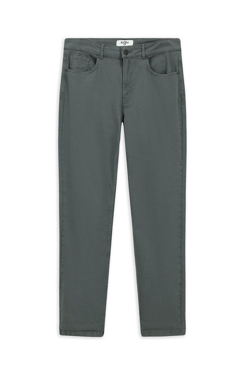 Medium Grey Regular Fit Standard Cut Lycra Canvas / Chino Trousers