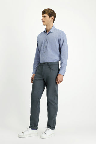 Orta Gri Regular Fit Standart Kesim Likralı Kanvas / Chino Pantolon