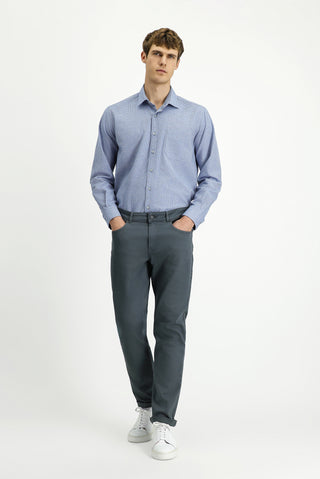 Orta Gri Regular Fit Standart Kesim Likralı Kanvas / Chino Pantolon