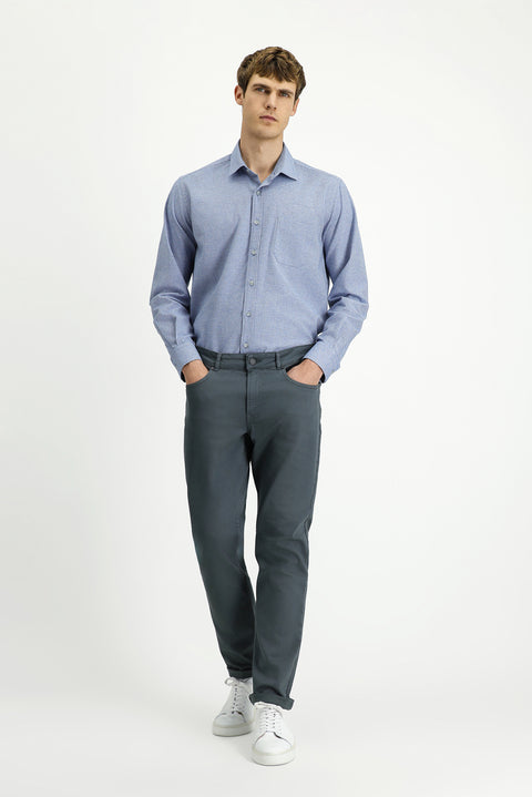Medium Grey Regular Fit Standard Cut Lycra Canvas / Chino Trousers