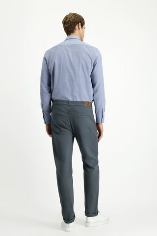 Orta Gri Regular Fit Standart Kesim Likralı Kanvas / Chino Pantolon