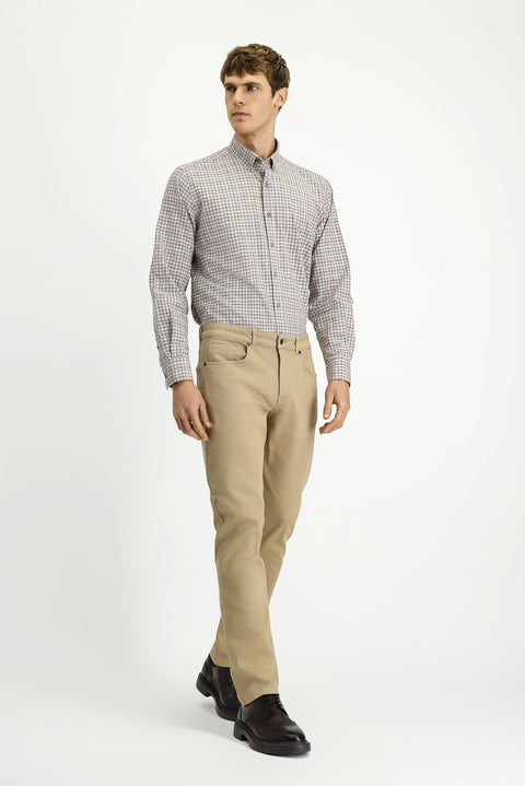 Light Beige Regular Fit Standard Cut Lycra Canvas / Chino Pants