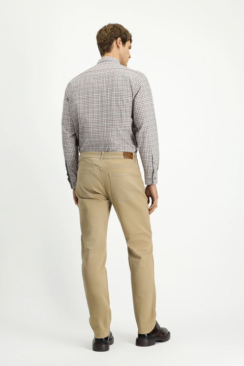 Light Beige Regular Fit Standard Cut Lycra Canvas / Chino Pants