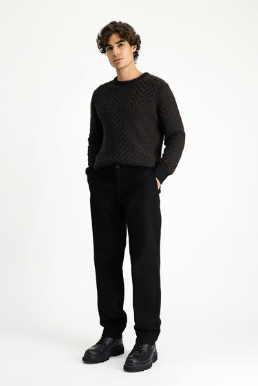 Siyah Regular Fit Likralı Kanvas / Chino Pantolon