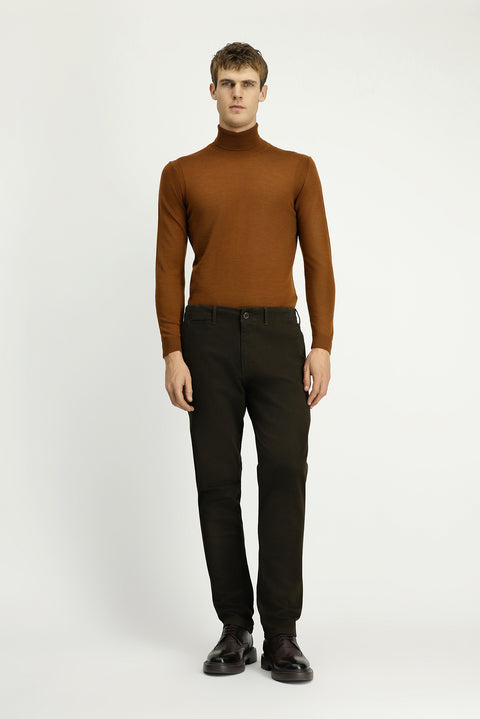 Medium Khaki Regular Fit Standard Cut Stretch Canvas / Chino Trousers