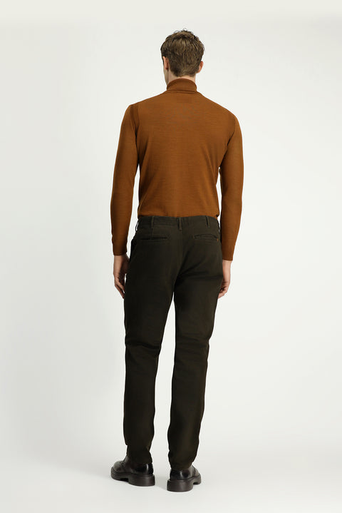 Medium Khaki Regular Fit Standard Cut Stretch Canvas / Chino Trousers
