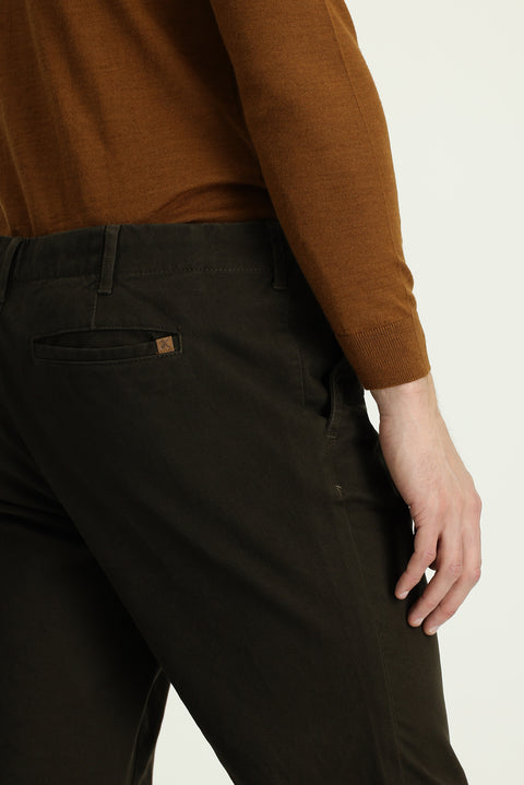Medium Khaki Regular Fit Standard Cut Stretch Canvas / Chino Trousers