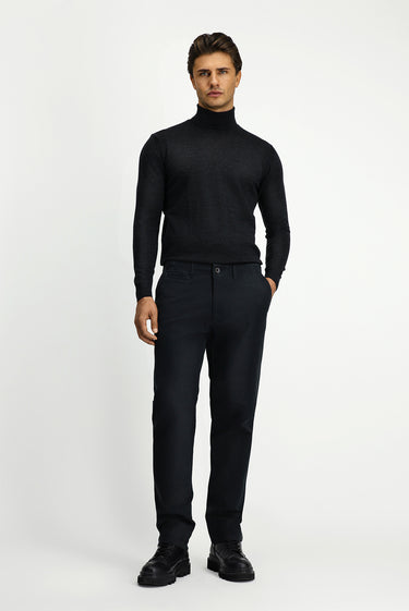 Orta Antrasit Regular Fit Likralı Kanvas / Chino Pantolon