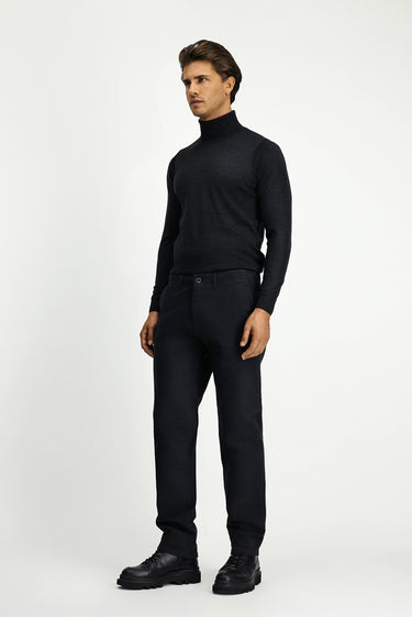 Orta Antrasit Regular Fit Likralı Kanvas / Chino Pantolon