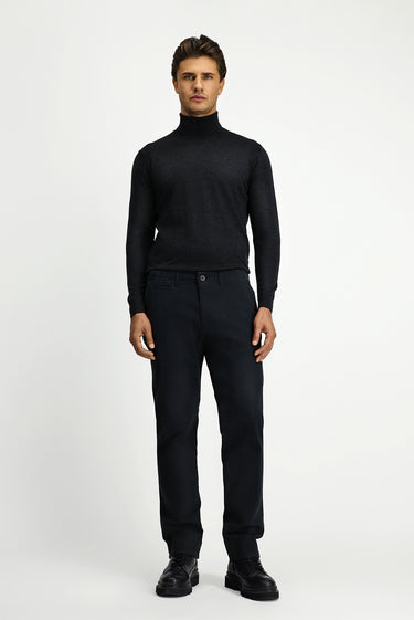 Orta Antrasit Regular Fit Likralı Kanvas / Chino Pantolon