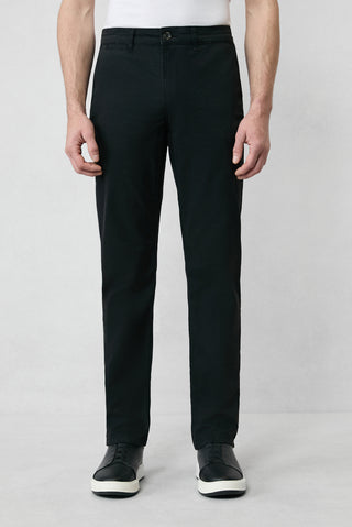 Siyah Regular Fit Standart Kesim Likralı Esnek Yandan Cep Kanvas / Chino Pantolon