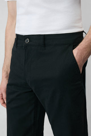 Siyah Regular Fit Standart Kesim Likralı Esnek Yandan Cep Kanvas / Chino Pantolon