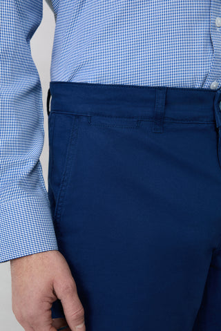 Orta Lacivert Regular Fit Standart Kesim Likralı Esnek Yandan Cep Kanvas / Chino Pantolon