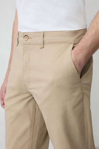 Orta Bej Regular Fit Standart Kesim Likralı Esnek Yandan Cep Kanvas / Chino Pantolon