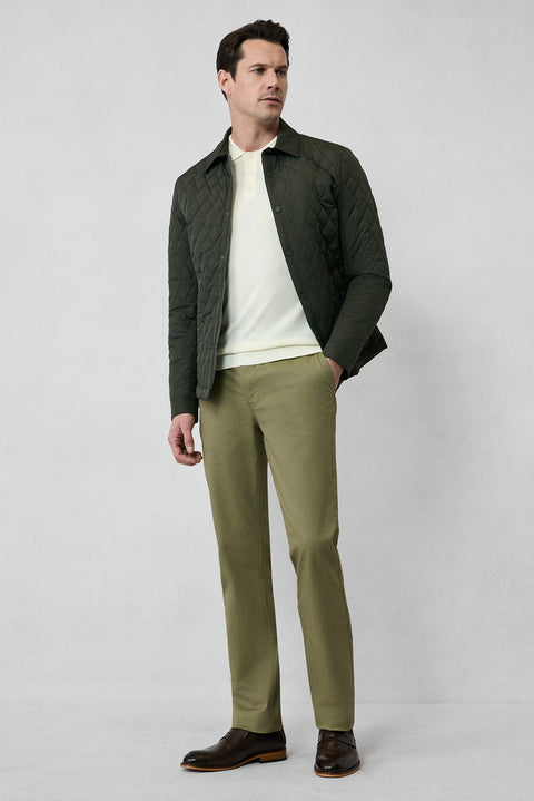Khaki Regular Fit Standard Cut Flexible Side Pocket Canvas / Chino Trousers