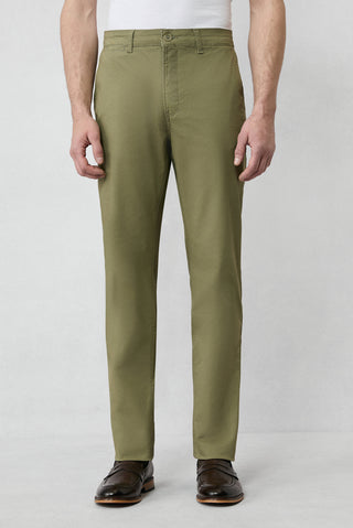 Orta Haki Regular Fit Standart Kesim Likralı Esnek Yandan Cep Kanvas / Chino Pantolon