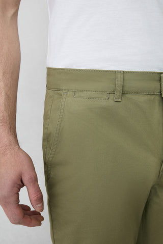 Orta Haki Regular Fit Standart Kesim Likralı Esnek Yandan Cep Kanvas / Chino Pantolon